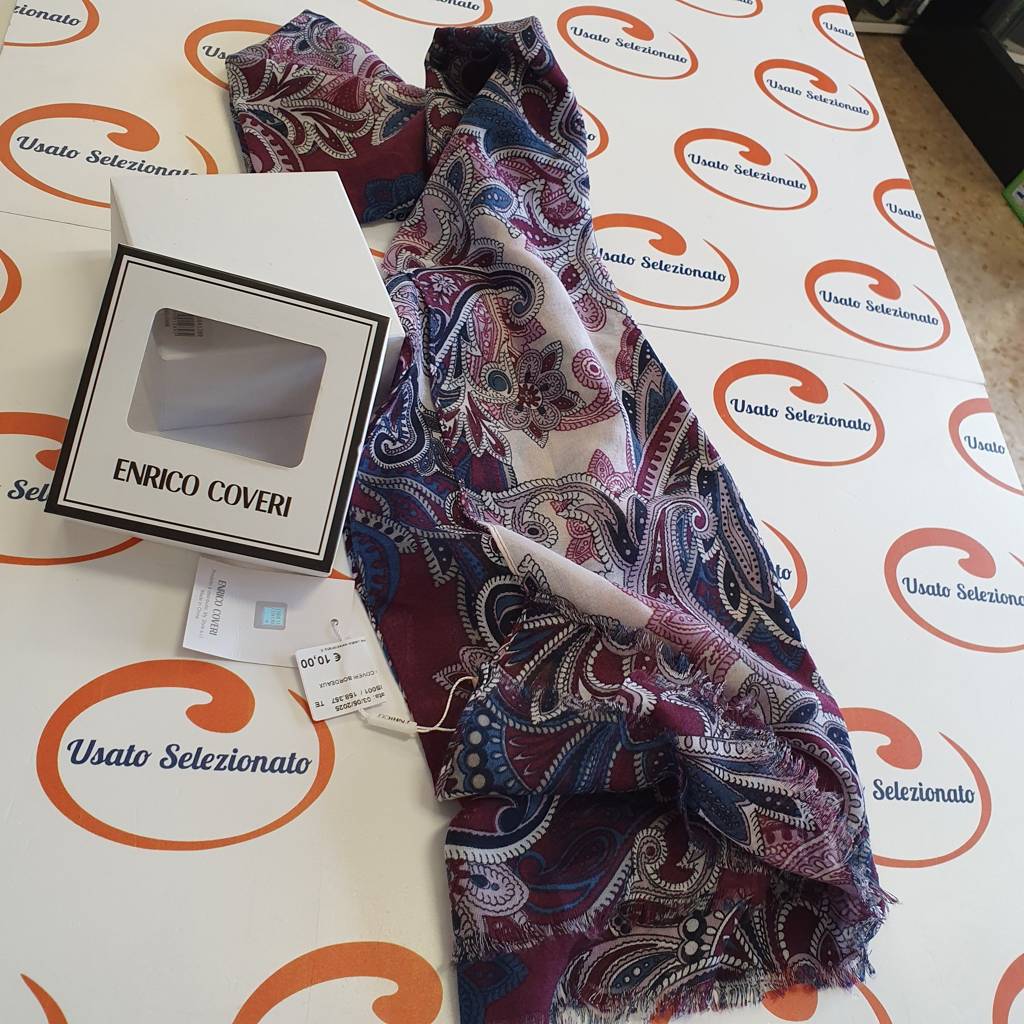 Foulard Enrico Coveri Bordeaux Blu Nuovo
