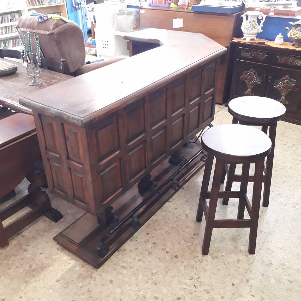Bancone Bar Angolare Noce Massello