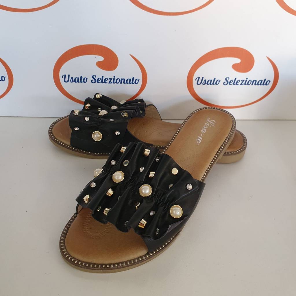 Ciabatte Nere Strass D/38