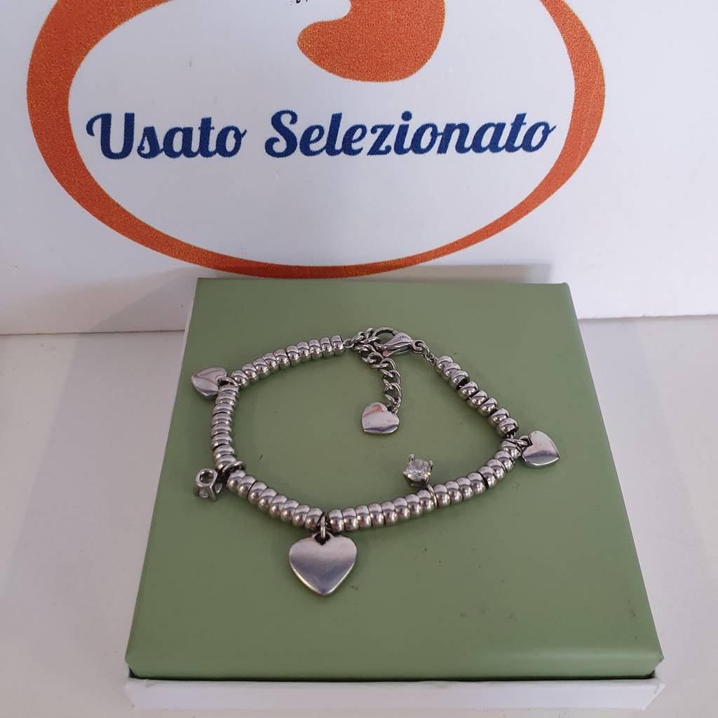 Bracciale Pepite Pendenti Cuore Acciaio
