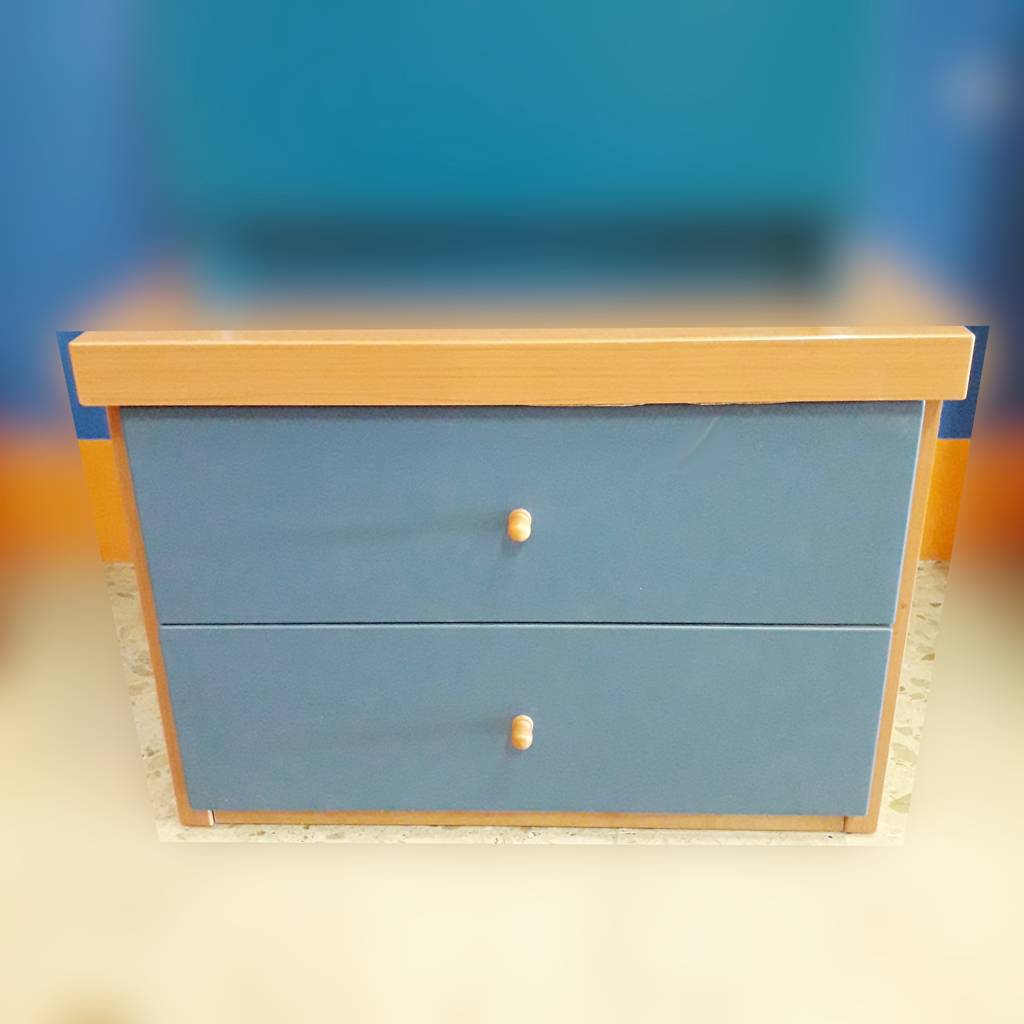 Comodino Laminato Ciliegio/Blu