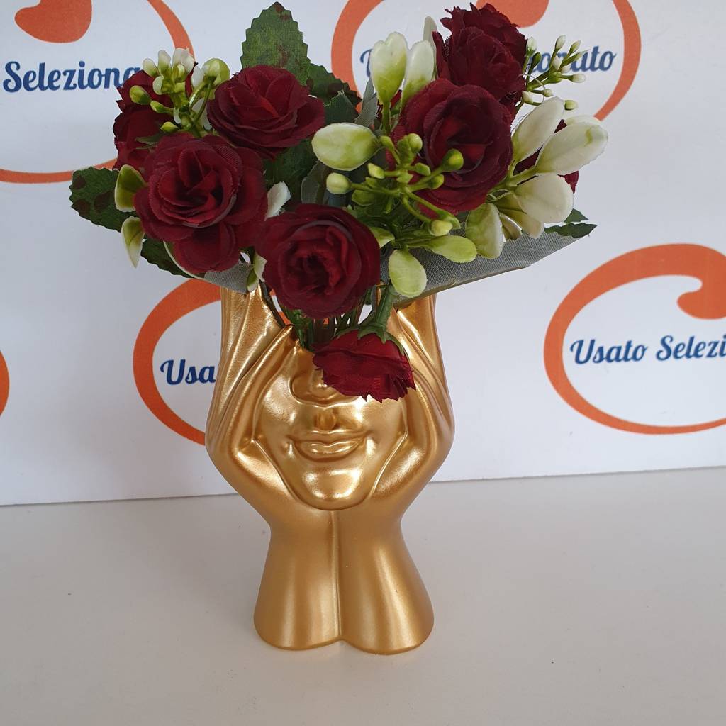 Mini Vaso Dorato 14 Cm Bouquet Roseline 