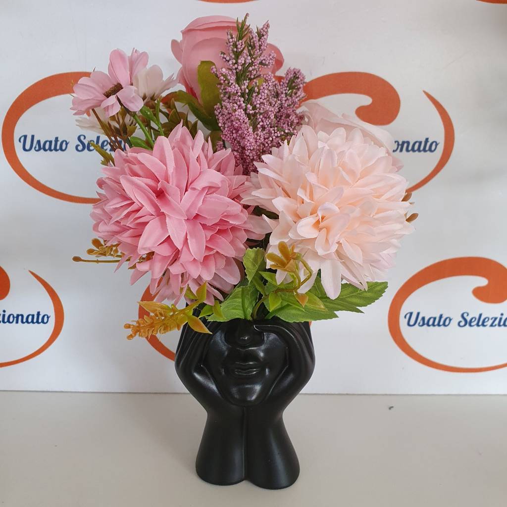 Mini Vaso Nero Moderno 14 Cm Bouquet Fiori  