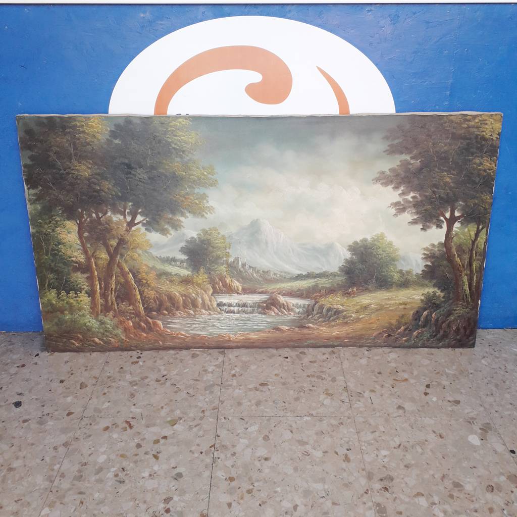 Dipinto Olio Su Tela Paesaggio Montano