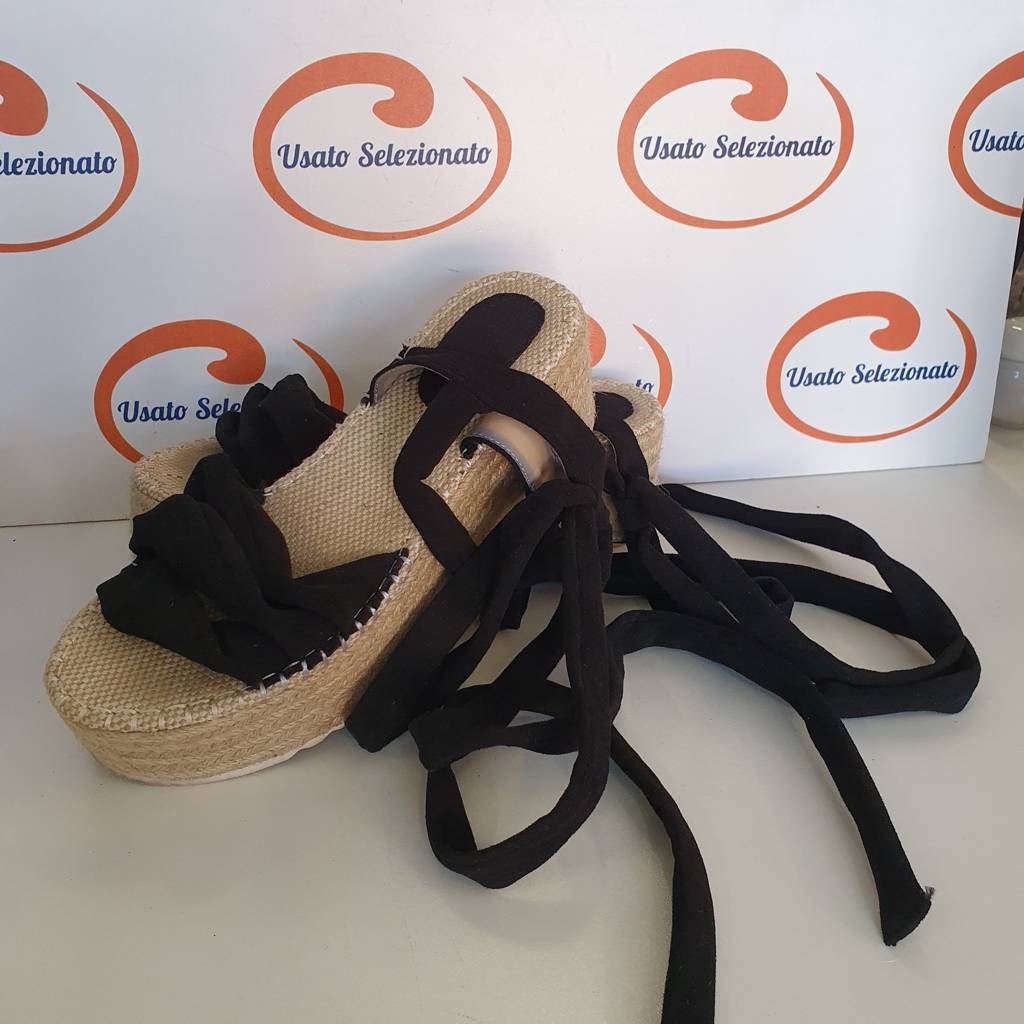 Sandali Cinghie Nere Zeppa D/38
