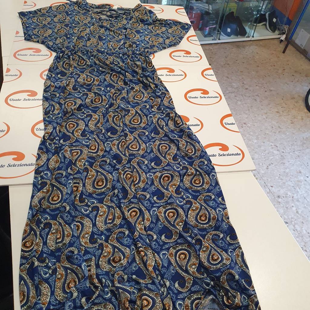 Abito Lungo Blu/Marrone D/M