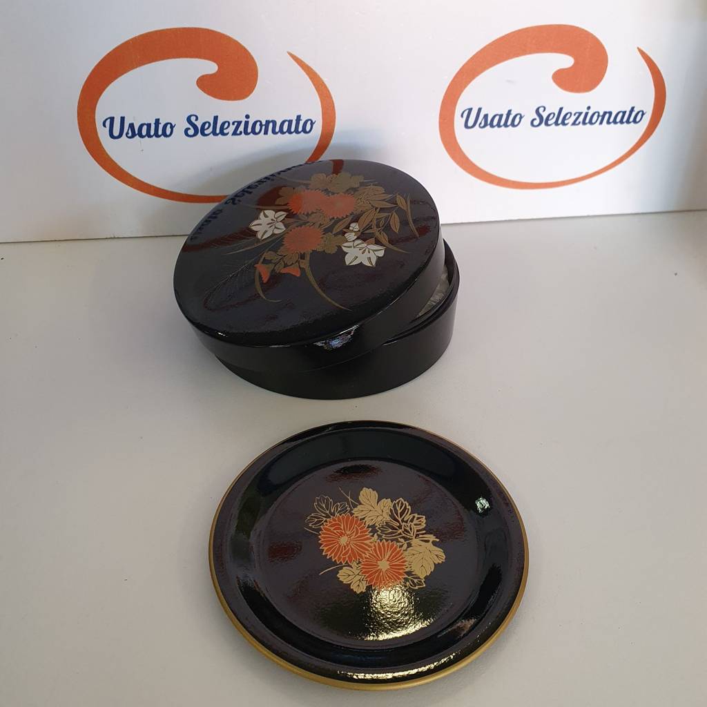 Sotto Bottiglia/Bicchieri (x6) Nero Fiori 