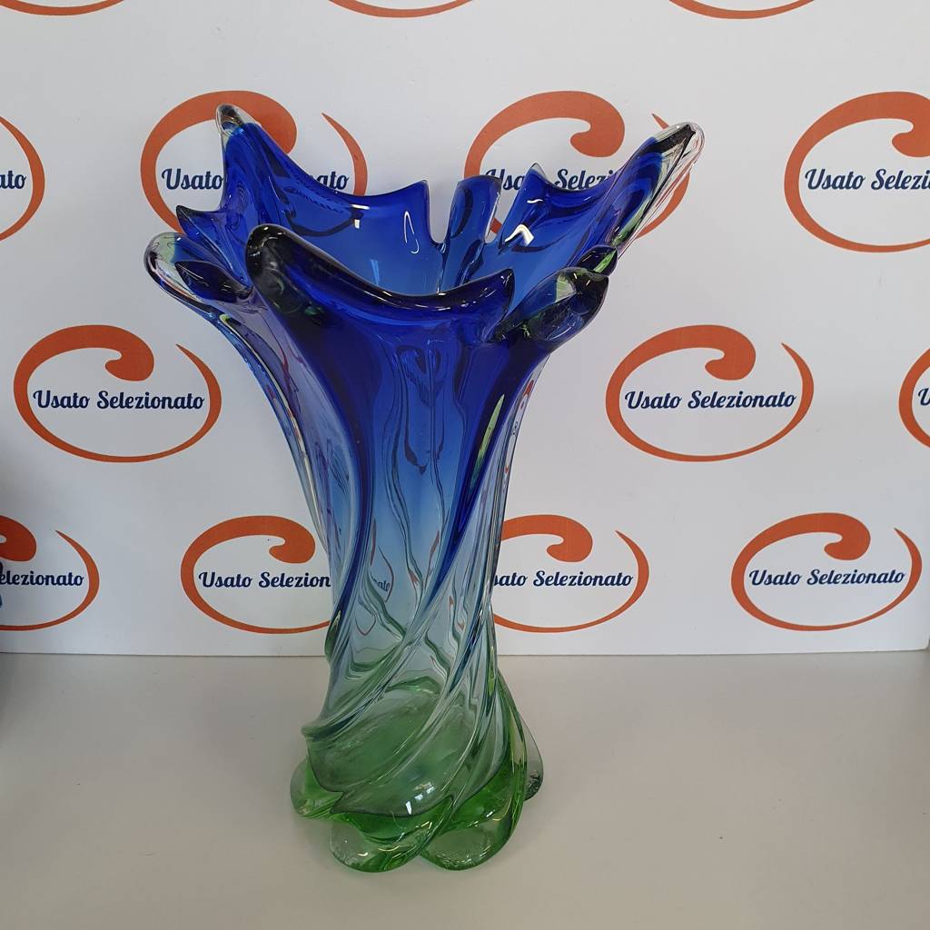 Vaso Cristalli Blu Verde A/35 Cm D/25 Cm 