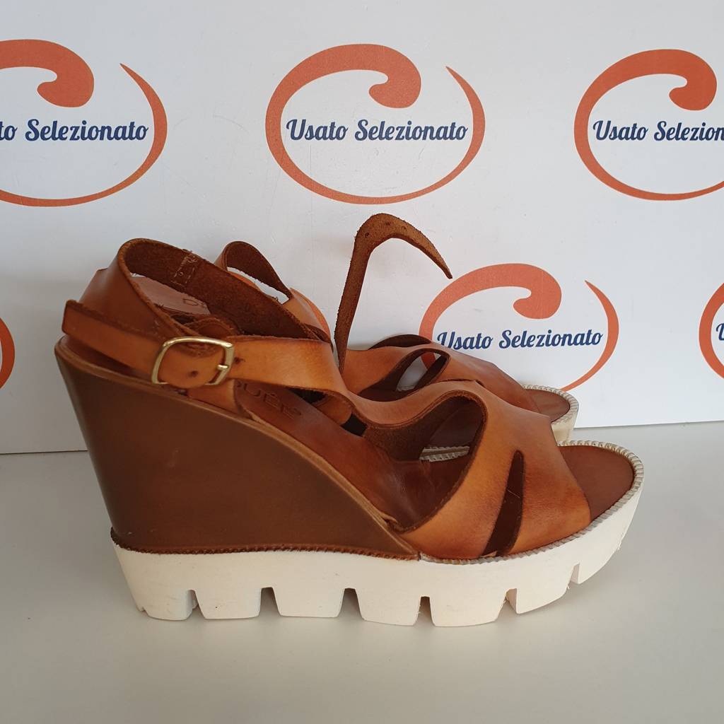 Sandali DèNouee Pelle Marrone Zeppa 