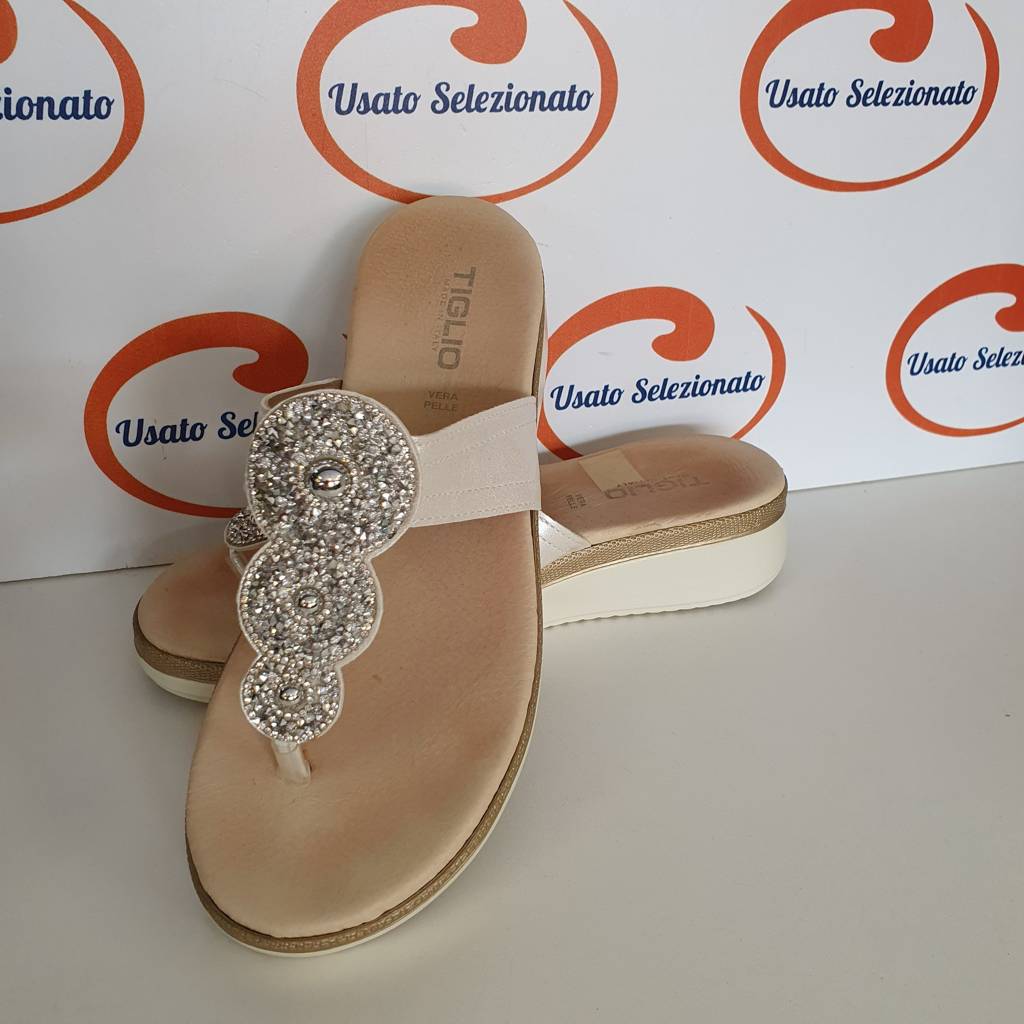 Infradito Tiglio Strass Argentati D/40