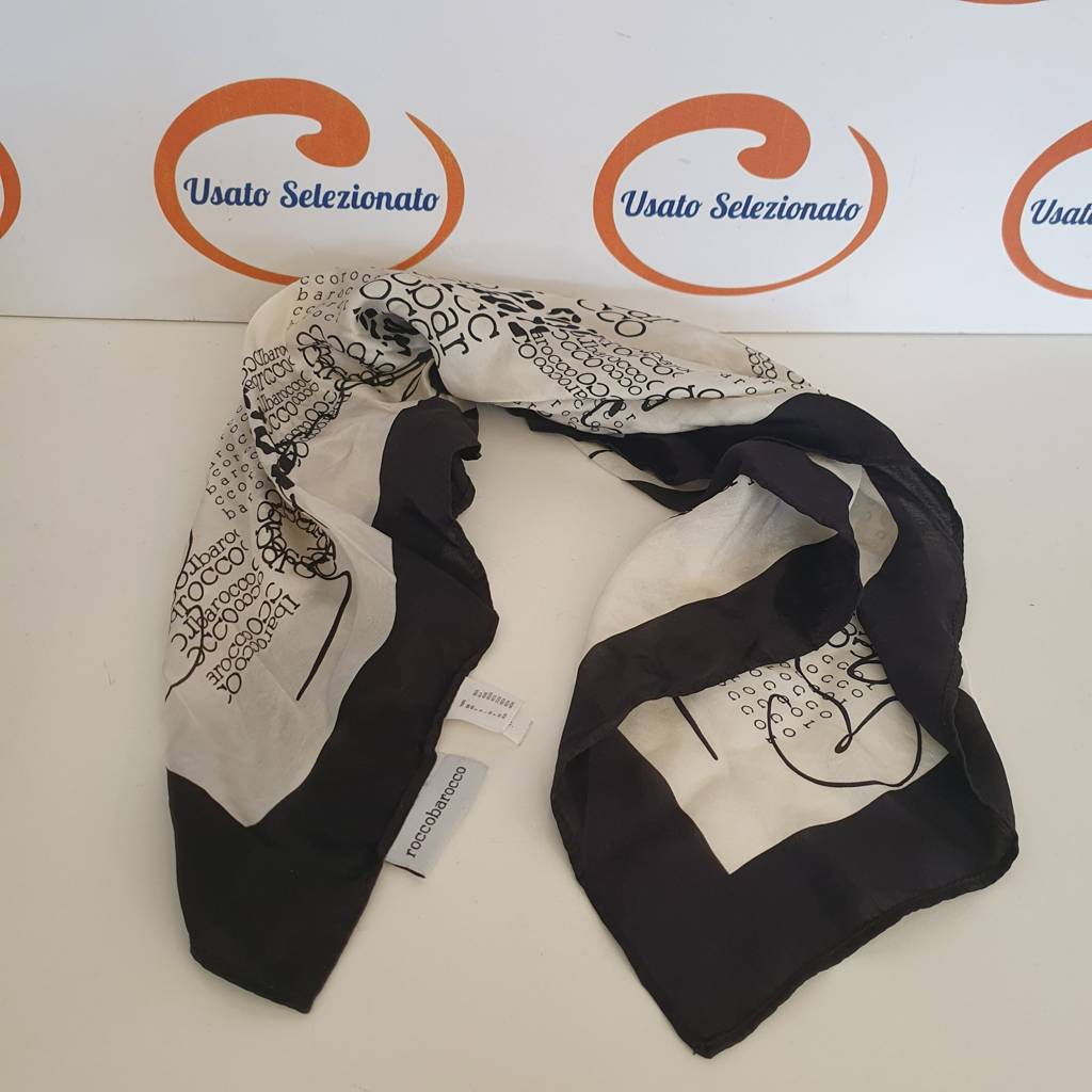 Foulard Rocco Barocco Seta Bianco Nero 