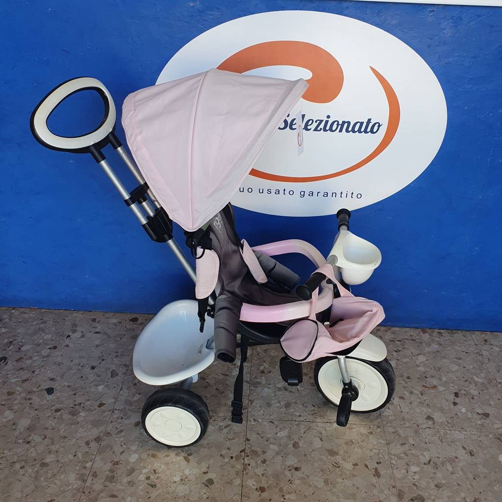 Triciclo Tiger Grigio/Rosa Con Maniglione