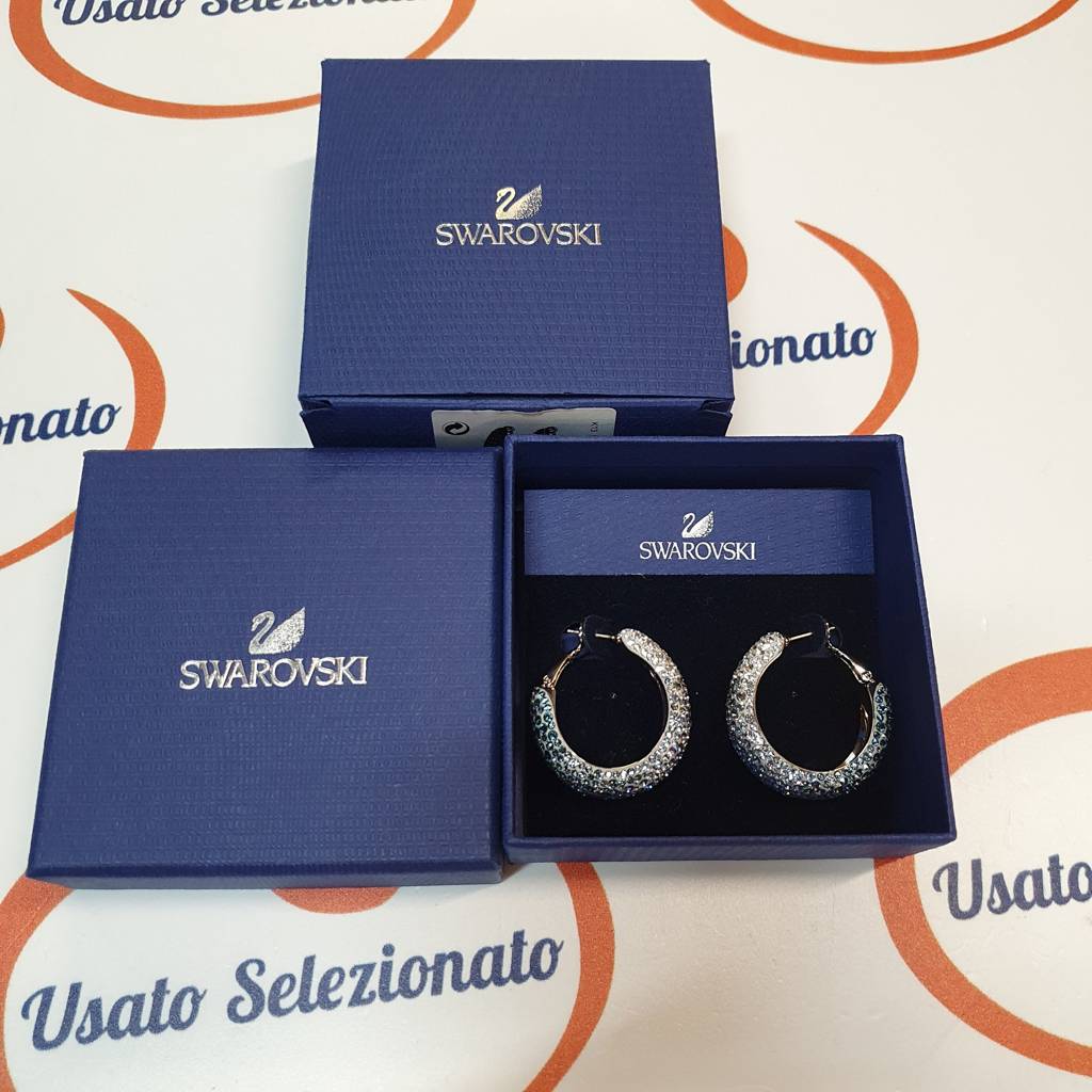 Orecchini Swarovski Cristalli Blu Argento 
