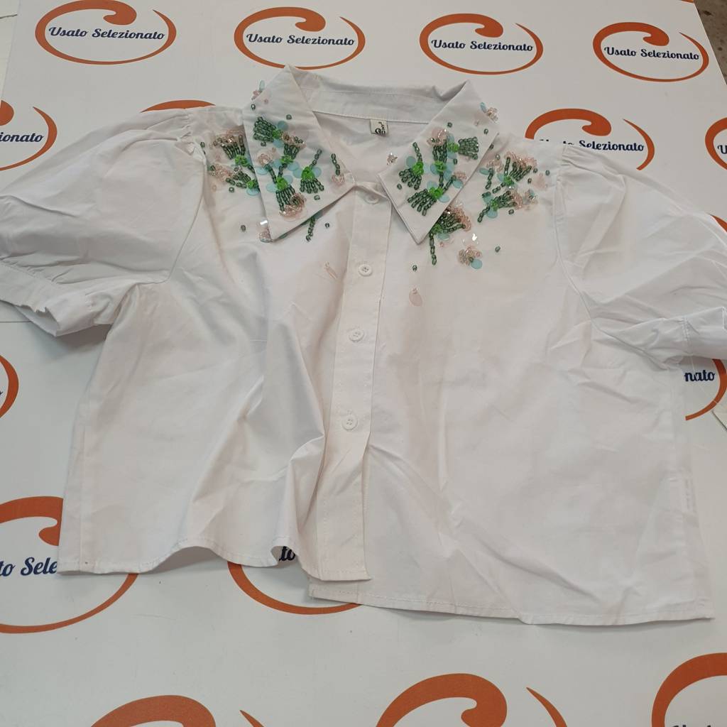 Camicia Mochy Bianco Ricamo Perline D/S