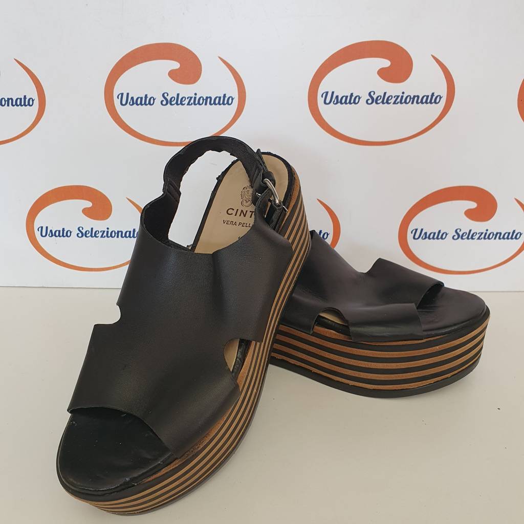 Sandali Cinti Neri Zeppa D/37