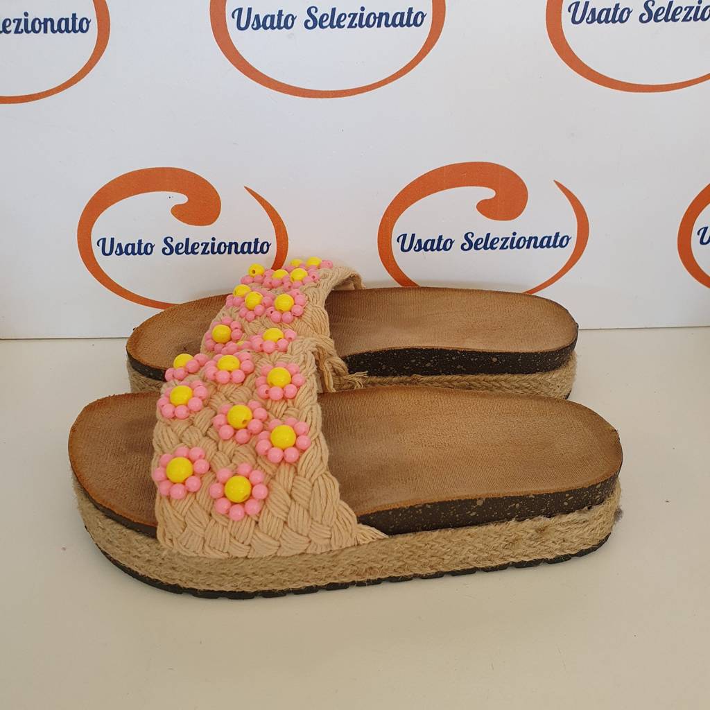 Ciabatte Corda Perline Rosa D/37