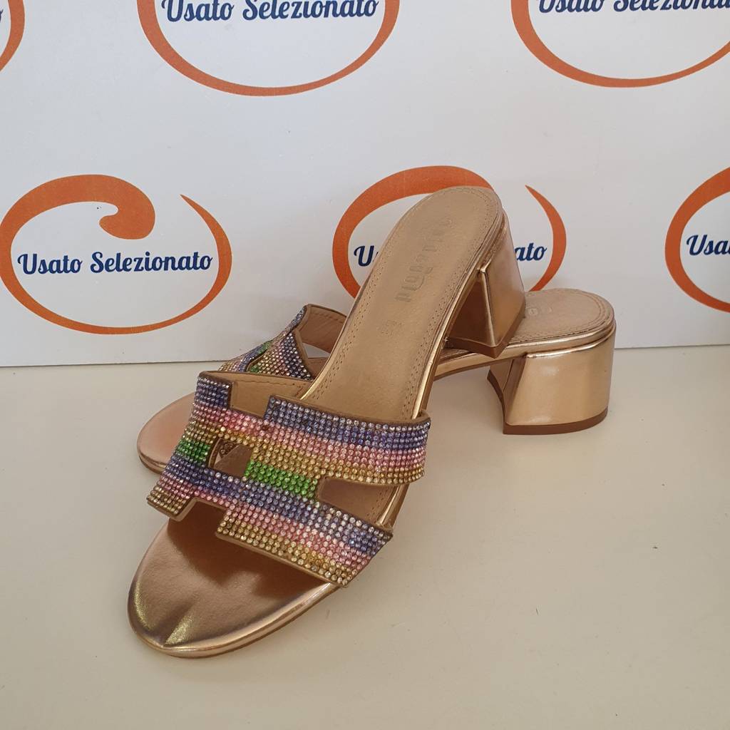 Sandali Gold&Gold Strass Multicolor D/36