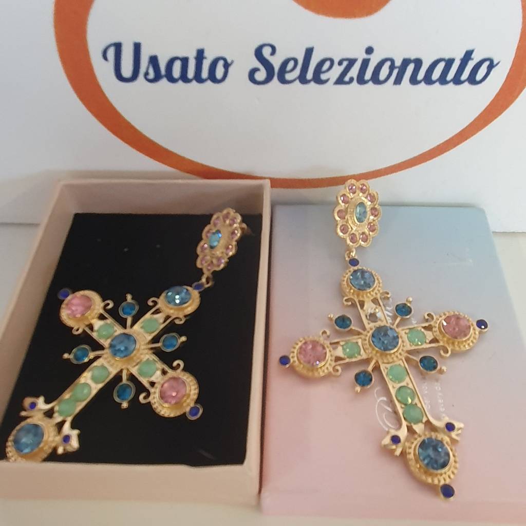 Orecchini Crocetta Strass Nuovi