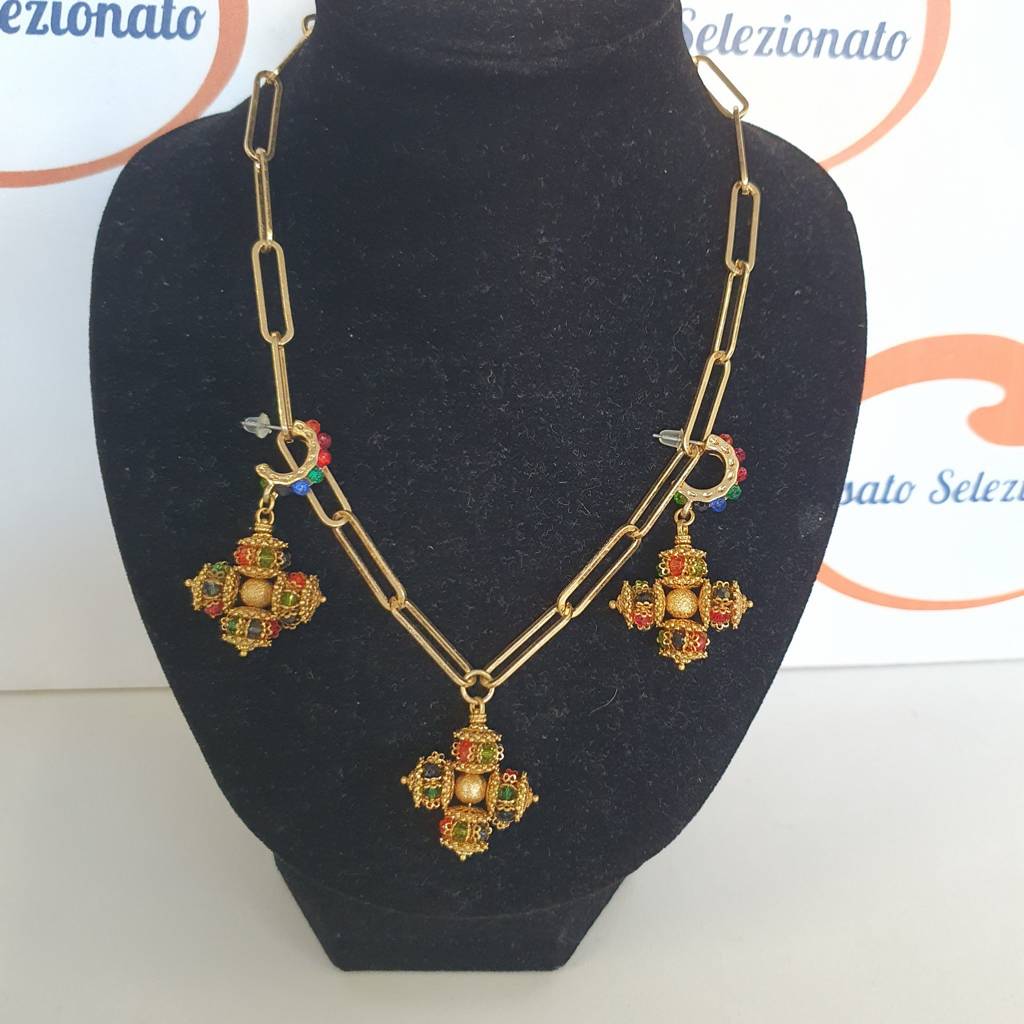 Parure Acciaio Dorato Perline Color 